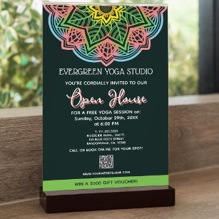 Retro Mandala Blume Yoga Studio Open House Flyer
