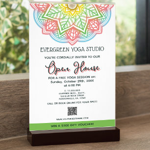 Retro Mandala Blume Yoga Studio Open House Flyer