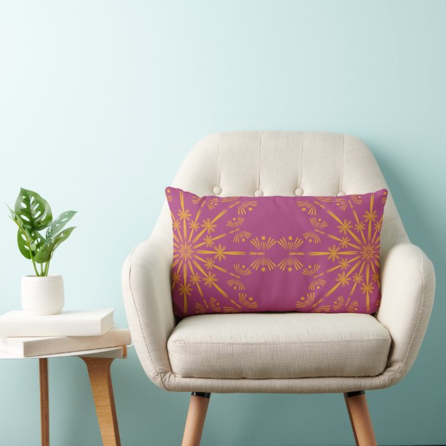 Retro Mandala Boysenberry Lumbar Pillow Lendenkissen (Stuhl )