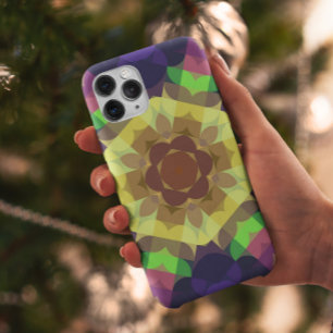 Retro Mandala Flower Yellow Green and Blue Case-Mate iPhone Hülle