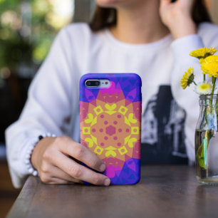Retro Mandala Flower Yellow Pink and Blue Case-Mate iPhone Hülle