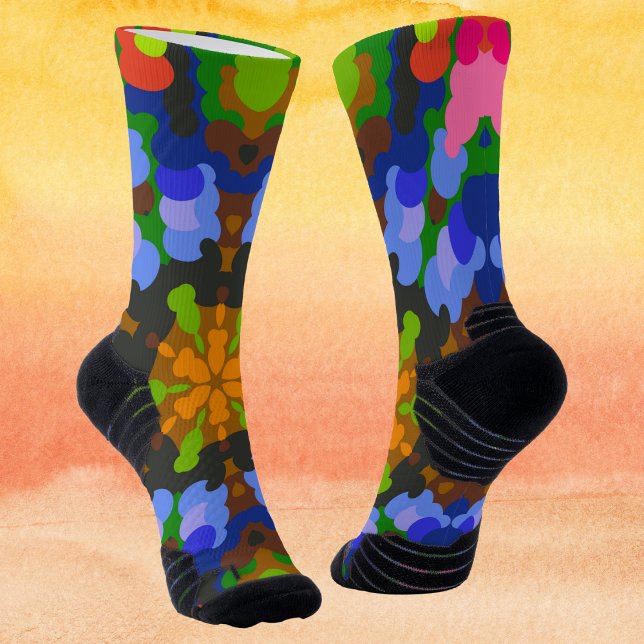 Retro Mandala Green Blue und Pink Socken (Von Creator hochgeladen)