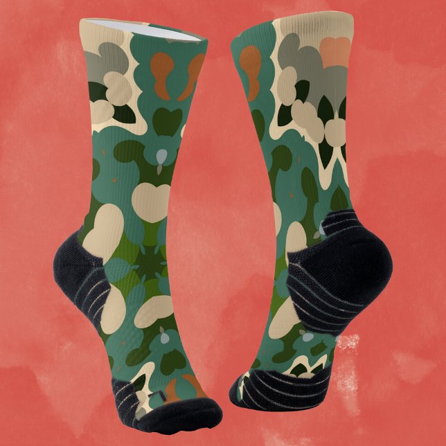 Retro Mandala Green Brown und Orange Socken (Von Creator hochgeladen)