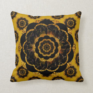Retro-Mandala-Hippie-Kissen - Schwarz Gold Senf Kissen