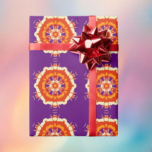 Retro Mandala Lila Red und Orange Geschenkpapier
