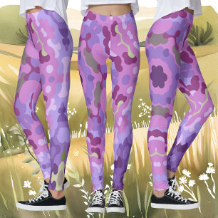 Retro Mandala Lila rosa und blau Leggings