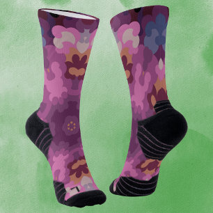 Retro Mandala Lila Rosa und Orange Socken