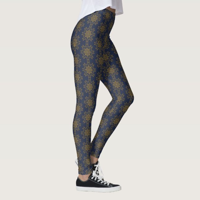 Retro Mandala Mitternacht Leggings (Rechts)