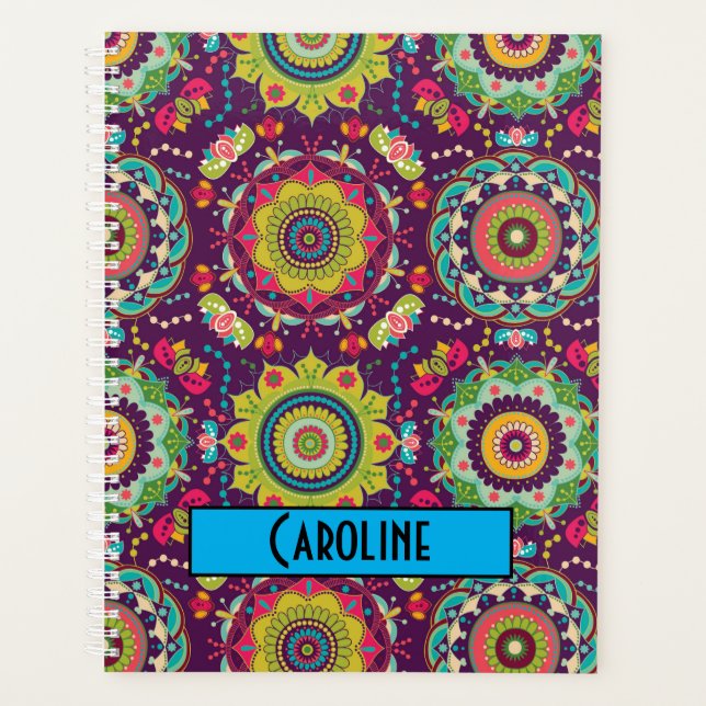 Retro Mandala Muster Personalisiert Planer (Vorderseite)