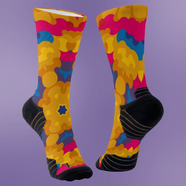 Retro Mandala Orange Blue und Pink Socken (Von Creator hochgeladen)