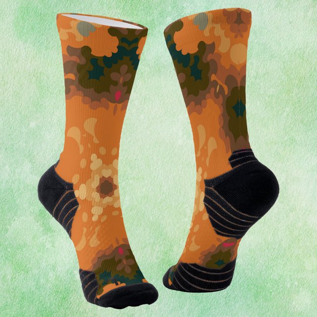 Retro Mandala Orange und Gelb Socken (Von Creator hochgeladen)