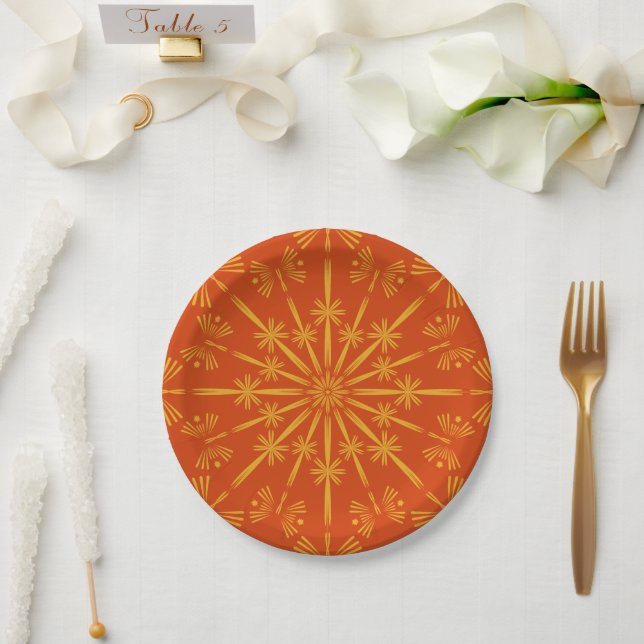 Retro Mandala Papaya 7" Teller (Hochzeit)
