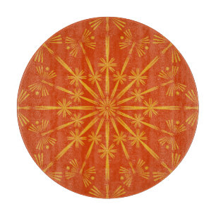 Retro Mandala Papaya Glaszuchtbrett Schneidebrett