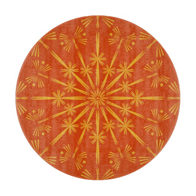 Retro Mandala Papaya Glaszuchtbrett Schneidebrett (Vorderseite)