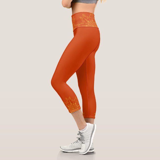 Retro Mandala Papaya High Waisted Capris (Links)