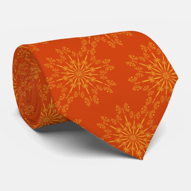 Retro Mandala Papaya Neck Tie Krawatte (Gerollt)