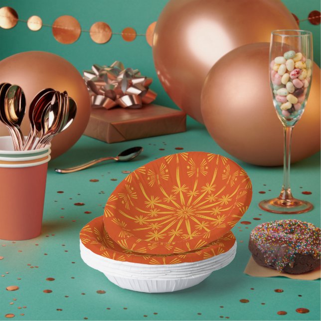 Retro Mandala Papaya Paper Bowls Pappteller (Multi)