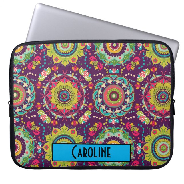 Retro Mandala Pattern Laptopschutzhülle (Vorderseite)