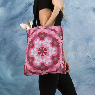 Retro Mandala Rosa und Weiß