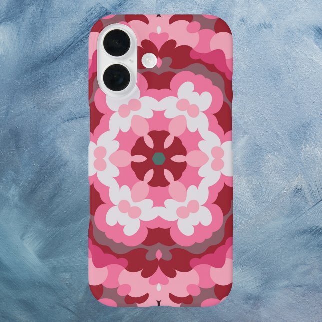 Retro Mandala Rosa und Weiß Case-Mate iPhone Hülle (Von Creator hochgeladen)