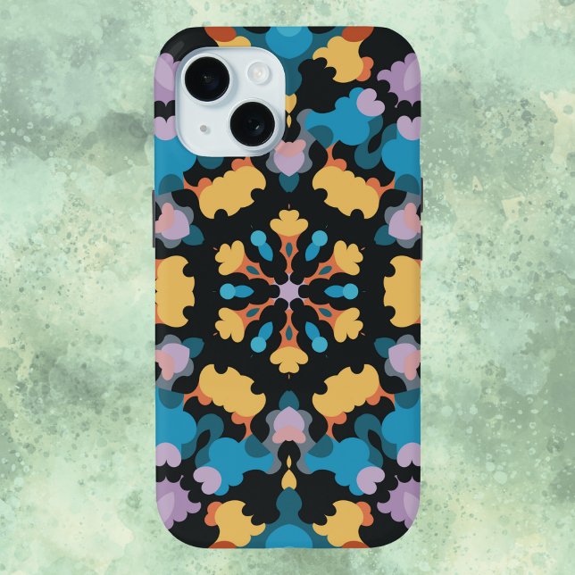 Retro Mandala Yellow Blue und Orange Case-Mate iPhone Hülle (Von Creator hochgeladen)