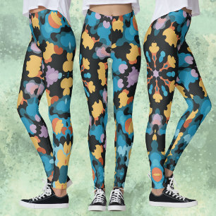 Retro Mandala Yellow Blue und Orange Leggings