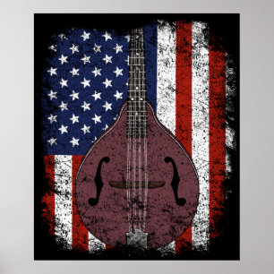 Retro Mandolin Vintag Country Music American Poster