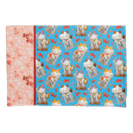 Retro Maneki Neko Japanisch Waving Lucky Cat Koi Kissenbezug