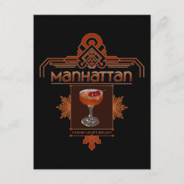 Retro Manhattan Cocktail Illustration Postkarte