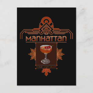 Retro Manhattan Cocktail Illustration Postkarte