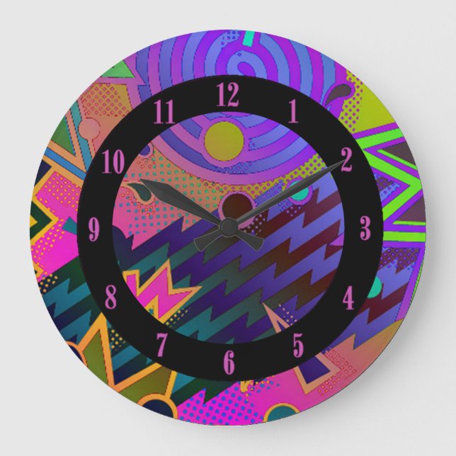 Retro Mania 80's Abstrakte Wall Clock Große Wanduhr (Vorderseite)