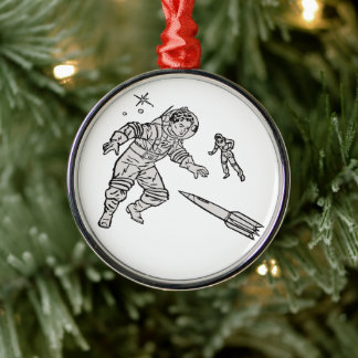 Retro-Mann im Weltraum Ornament Aus Metall