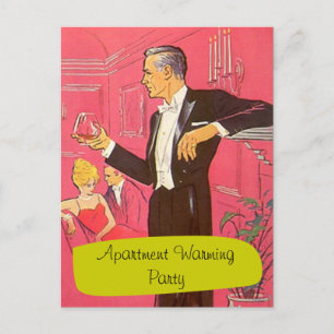 Retro-Mann Prost Einweihungsparty Postkarte