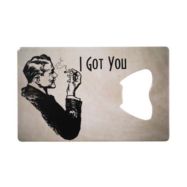 Retro Mann-rauchender Kreditkarte-Flaschen-Öffner Kreditkarten Flaschenöffner (Rückseite Horizontal)