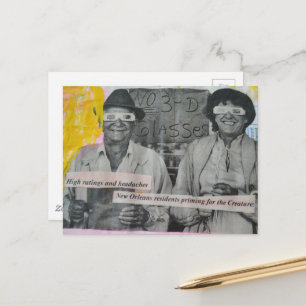 Retro-Mann und -Frau in 3D-Brille Collage Postkarte