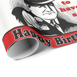 Retro-Mann zeigt auf 'Ich wünsche dir alles Gute z Geschenkpapier