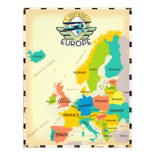 Retro Map of Europe. Fotodruck