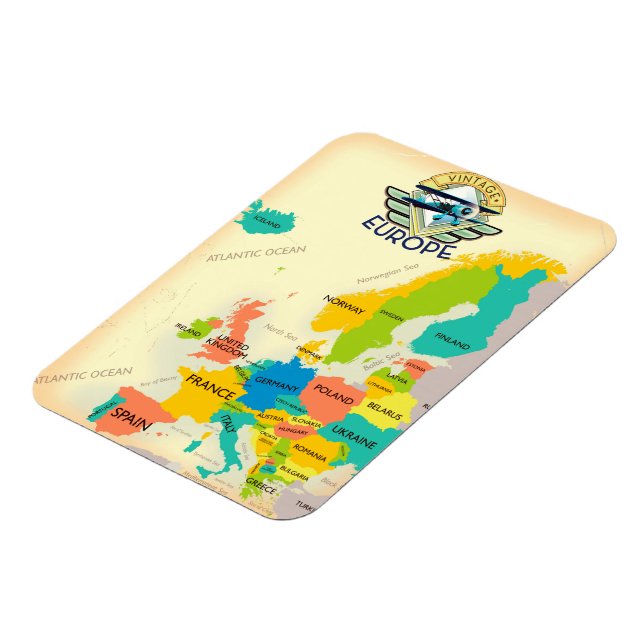 Retro Map of Europe. Magnet (Linke Seite)