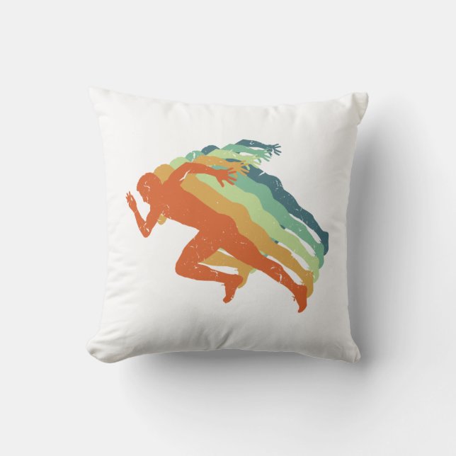 Retro-Marathon-Runner-Sportfan Kissen (Vorderseite)