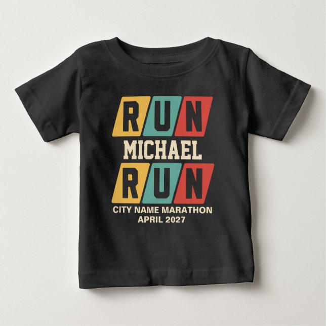 Retro-Marathon-Support-Shirt mit individuellem Nam Baby T-shirt (Vorderseite)