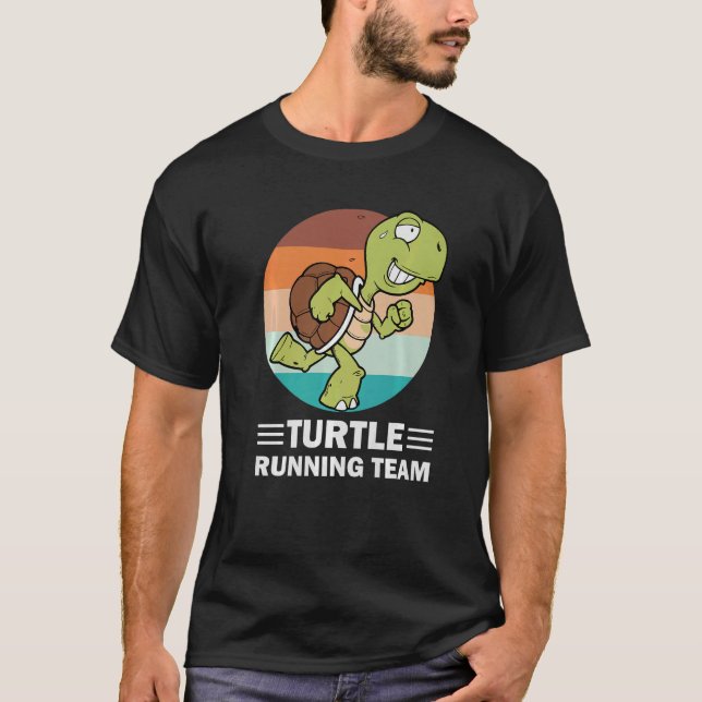 Retro Marathoner Marathon Runner Turtle Running T T-Shirt (Vorderseite)