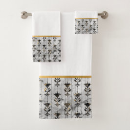 RETRO MARBLE GRAMM SCHWARZE MONOCHROME BADEZIMMER  BADHANDTUCH SET