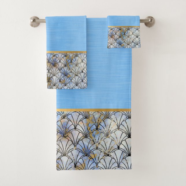 RETRO MARBLE MUSCHEL BLUE BADEZIMMER SET (Insitu)