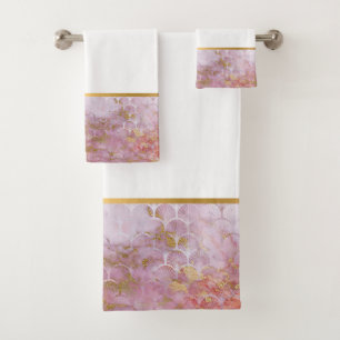 RETRO MARBLE PINK MERMAID INSPIRIERT BADEZIMMER SE BADHANDTUCH SET