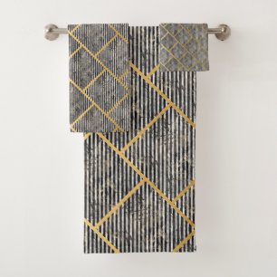 RETRO MARBLE STRIPE GRID BADEZIMMER TOWEL SET