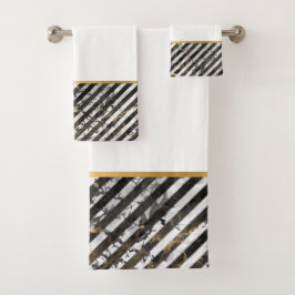 RETRO MARBLE STRIPE WHITE BADEZIMMER TOWEL SET