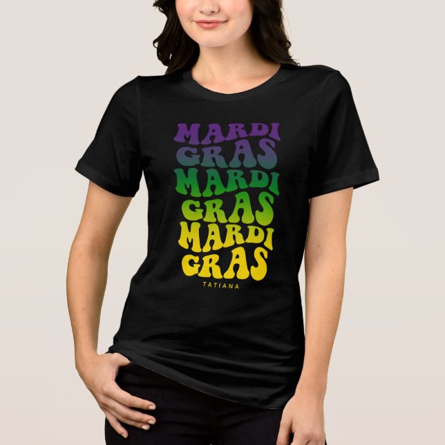 Retro Mardi Gras Carnival Ombre Tri-Blend Shirt (Vorderseite)