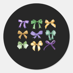 Retro Mardi Gras Coquette Bow Louisiana New Orlean Runder Aufkleber