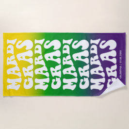 Retro Mardi Gras Design Ombre Monogram Strandtuch
