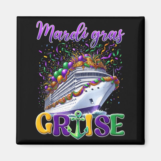 Retro Mardi Gras Kreuzfahrt-Squad Design Magnet (Vorne)